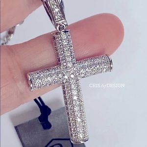 BLAC LABEL HERITAGE MEN/WOMEN CROSS NECKLACE 24” STERLING SILVER PAVED